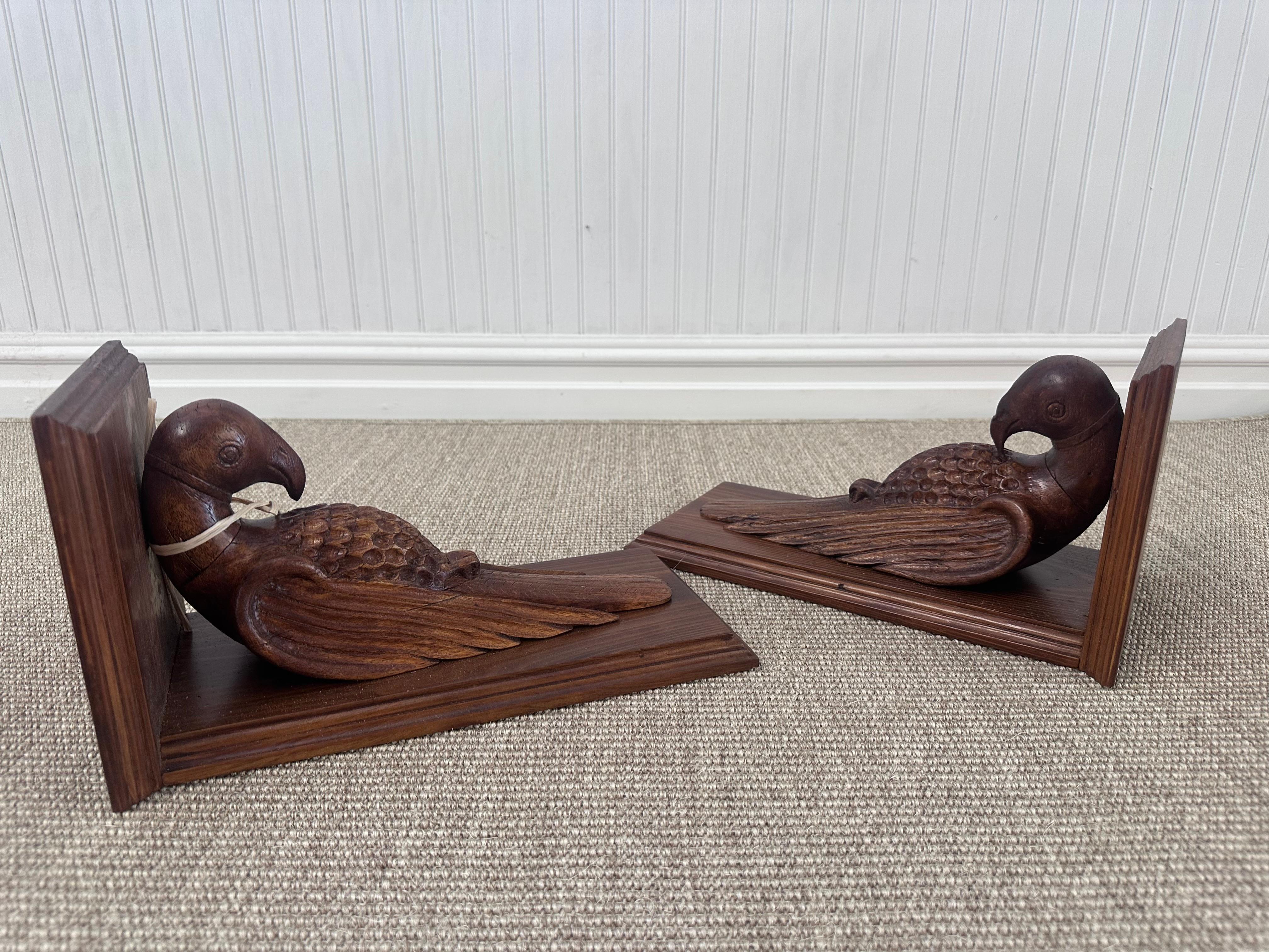 Pair Carved Bird Corbels or Bookends For Sale 2