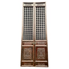 Pair Carved Chinese Carved Hardwood Doors
