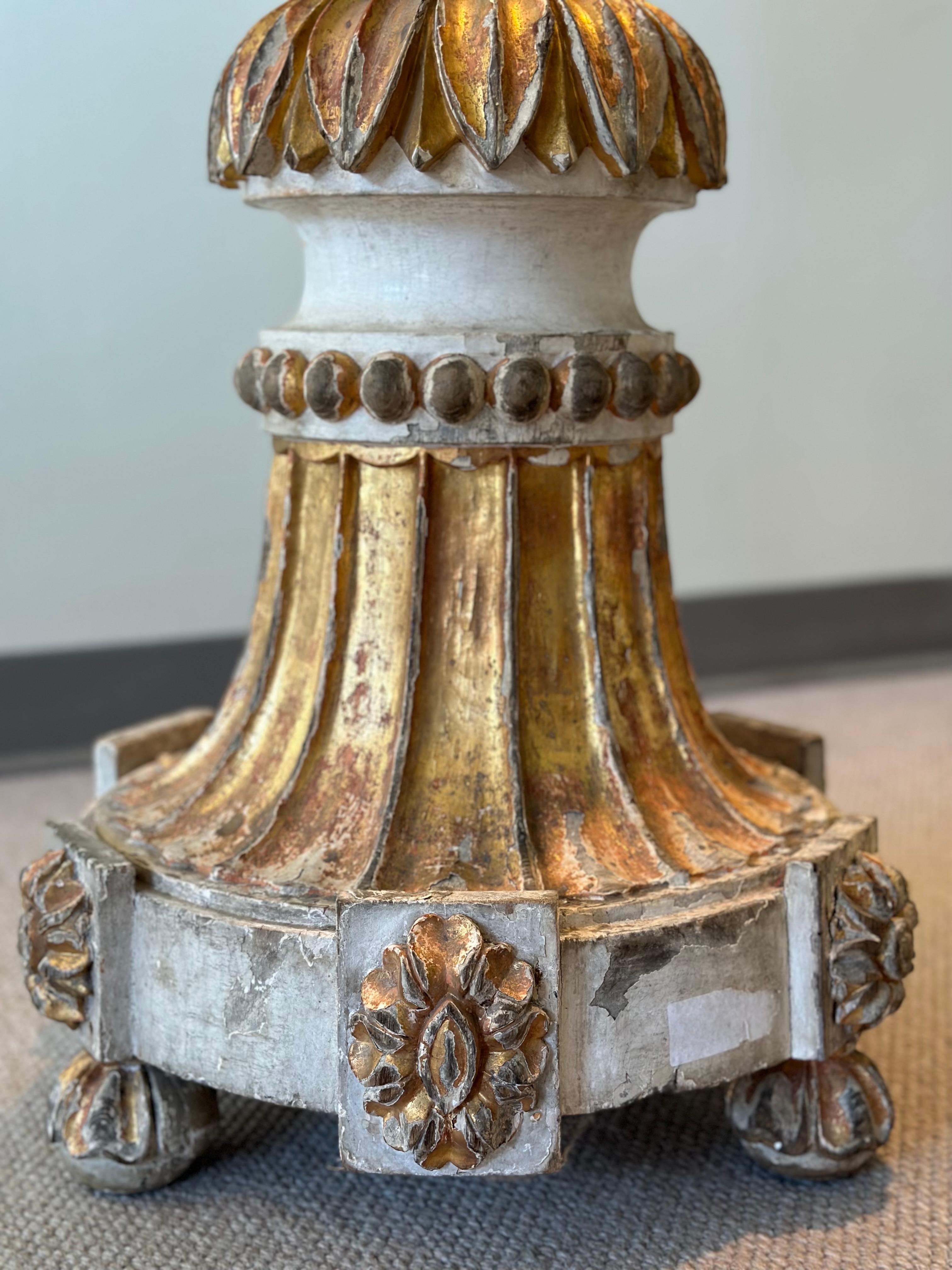 19th Century PAIR Carved Gilt Floor Lamps - Italian c1820 For Sale