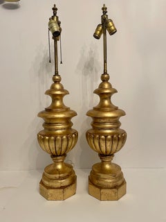 Pair Carved Gilt Lamps