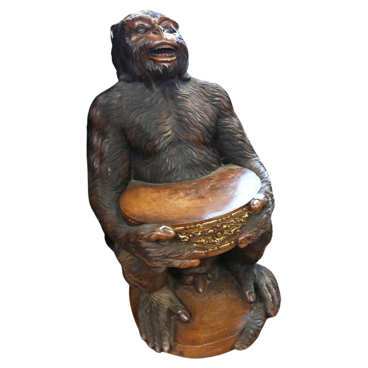 Pair Carved Italian Monkey Chairs Hardwood 1920