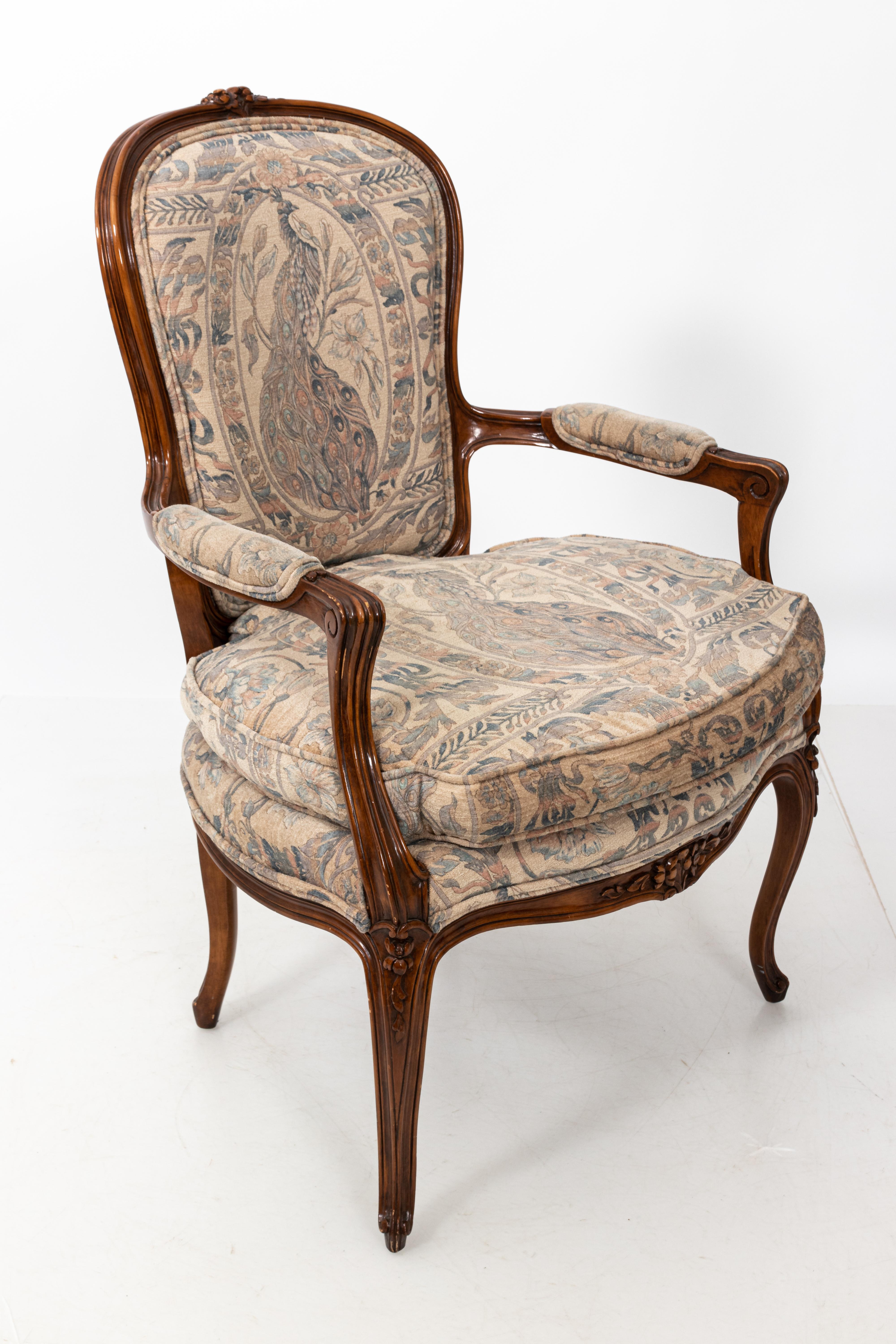 Pair of Carved Louis XV Style Open Armchairs 9