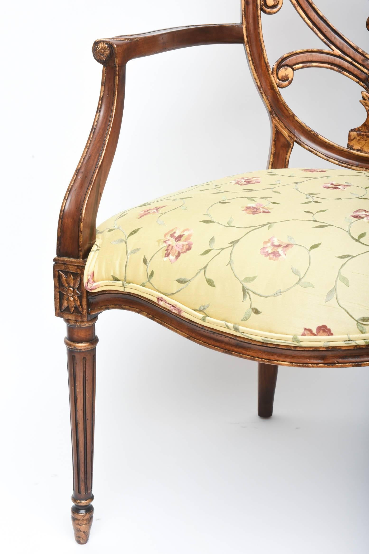 Hand-Carved Pair of Carved Mahogany Armchairs, Lovely Decorative Back and Finely Turned Legs
