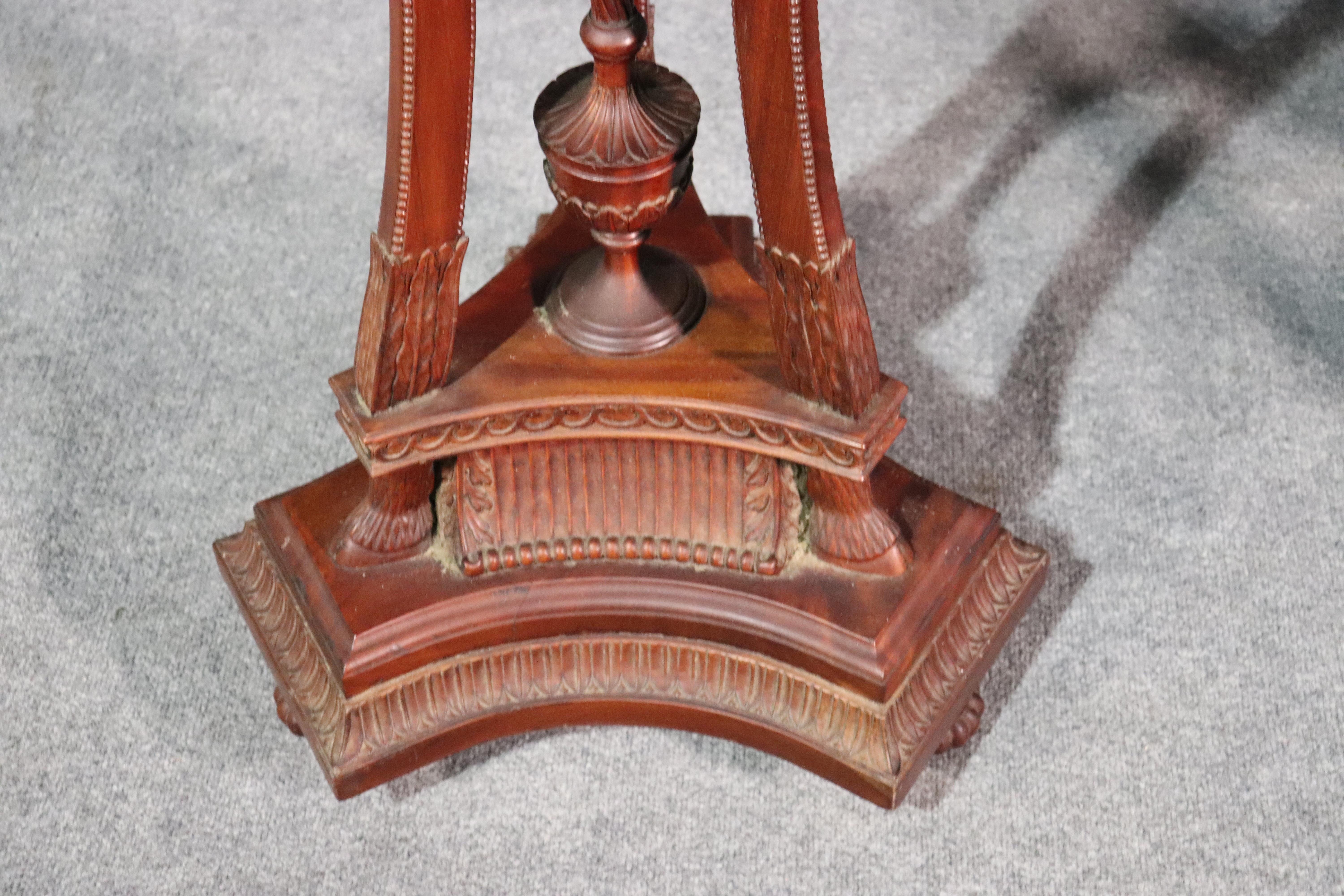 Pair of Carved Mahogany Rams Head Georgian Style Vintage Pedestals Plantstands 2