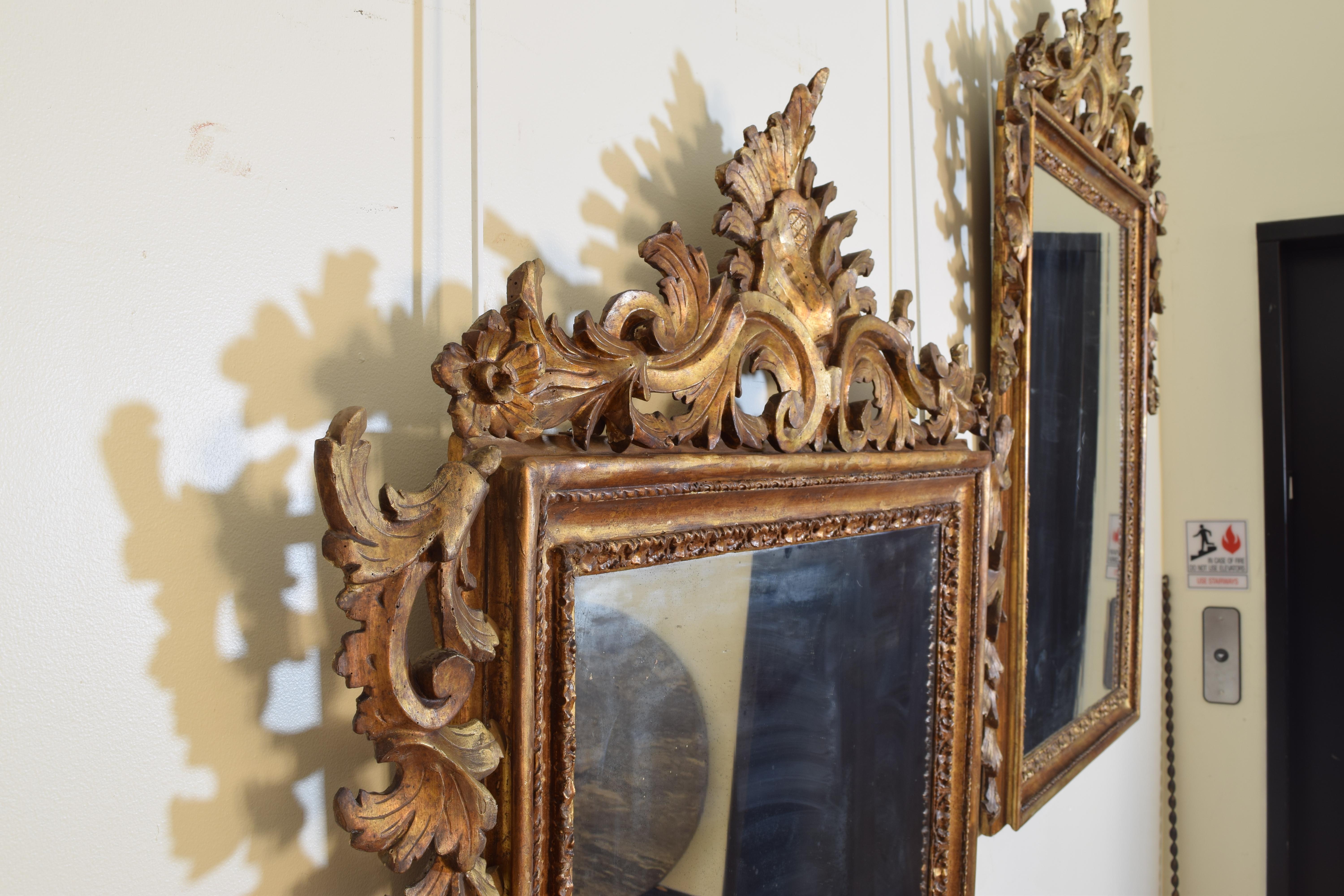 Pair of Carved Mecca Mirrors, Louis XIV Period Naples, Italy, Early 18th Century 1