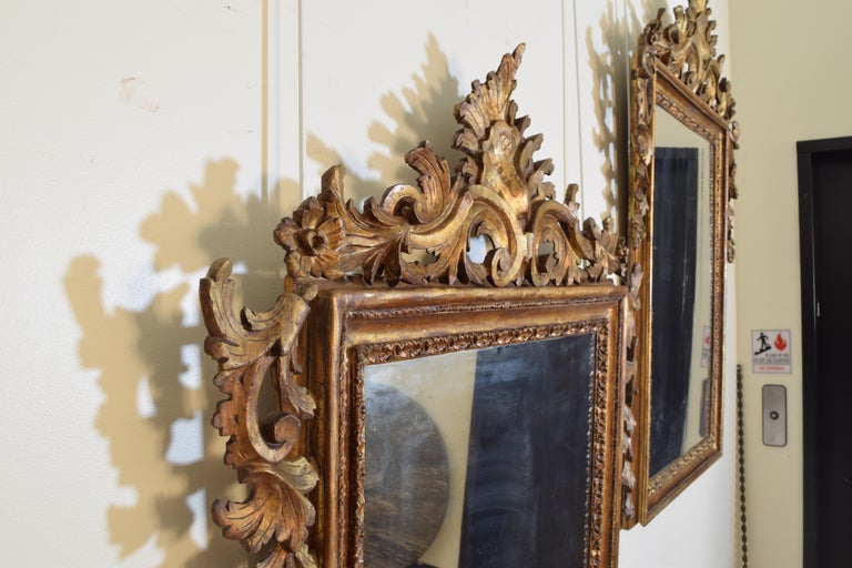 Pair of Carved Mecca Mirrors, Louis XIV Period Naples, Italy, Early