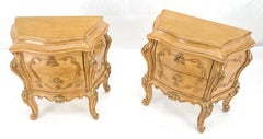 Pair Carved Scrolls Decorated Painted Bombay Style Night Stands End Tables MINT