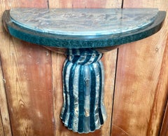 Wandhalterungen aus geschnitztem Stein in Blau, Grün, Teal und Grau, Paar