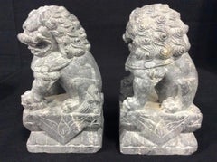 Pair of Carved Stone Foo Dogs
