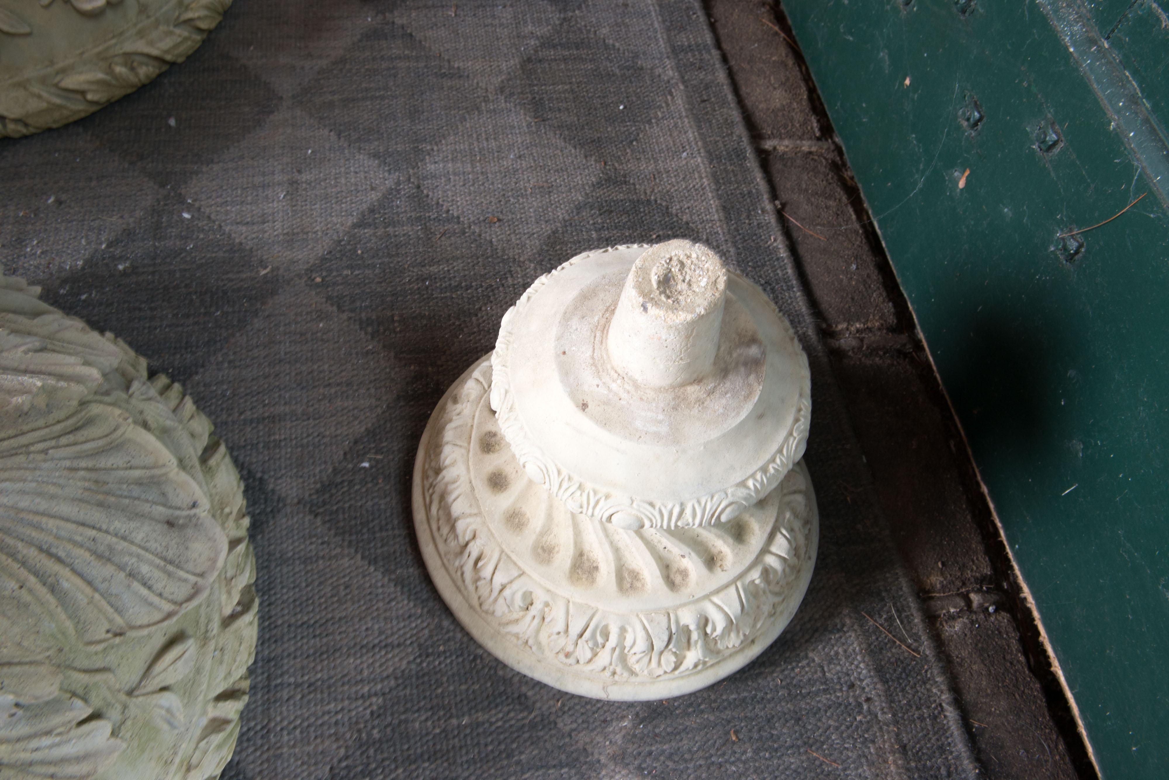 Pair Carved Stone Pedestal Urns In Good Condition In Stamford, CT