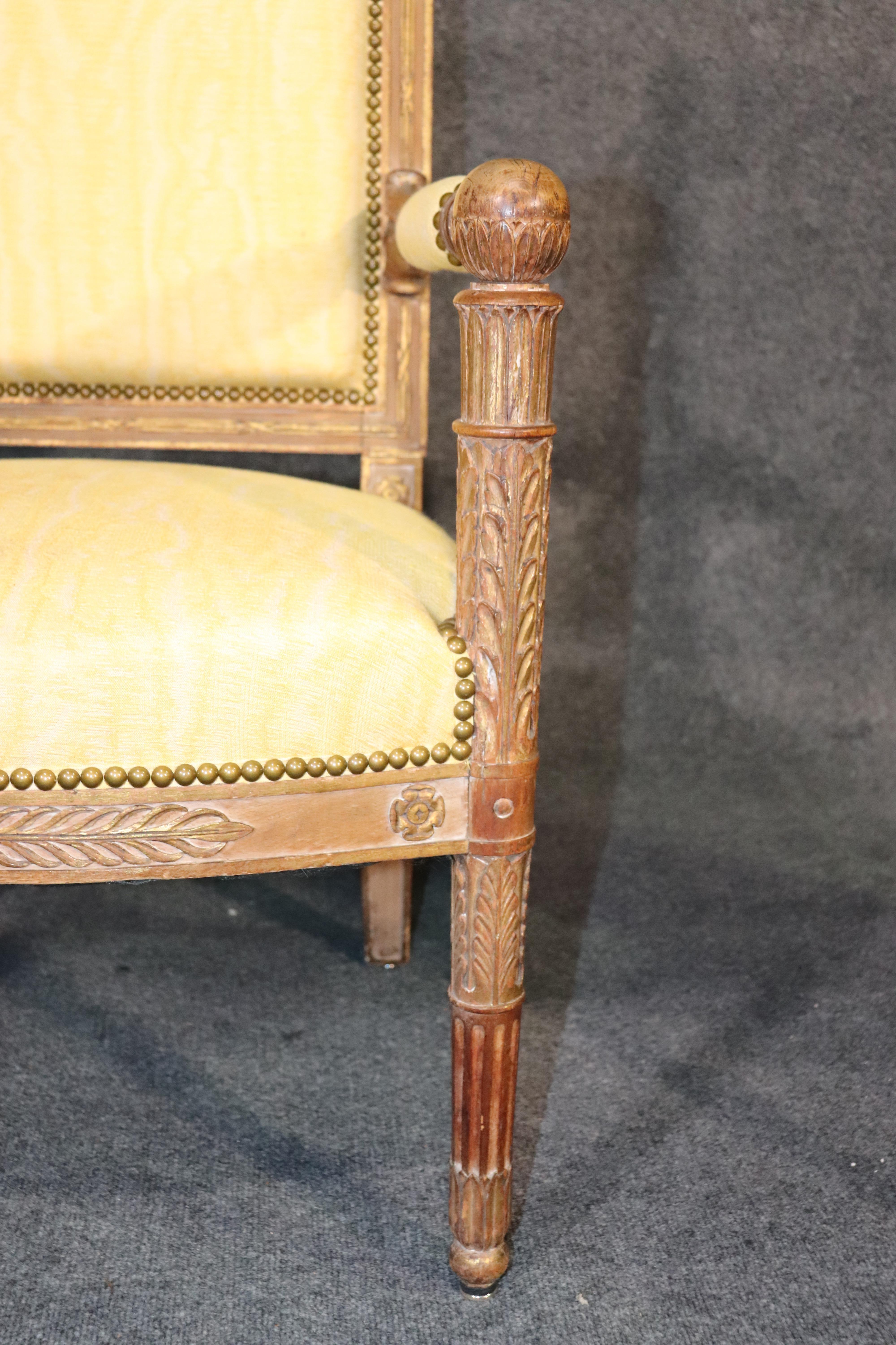 Late 19th Century Pair of Carved Walnut French Empire Open Armchairs Fauteuils, circa 1870