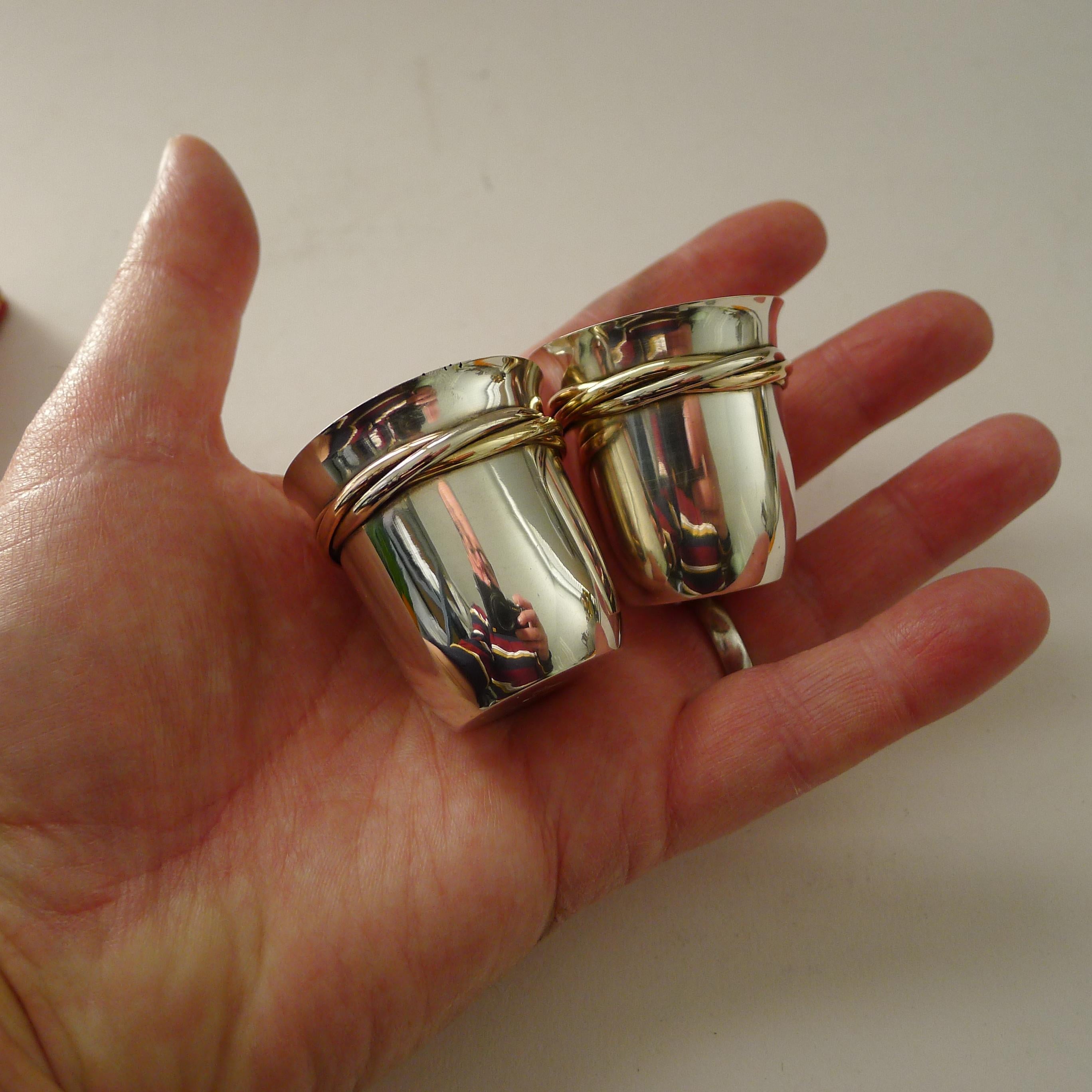 Pair Cased Cartier Silver Trinity Shot Glasses c.1970 11