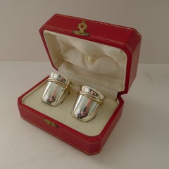 Pair Cased Cartier Silver Trinity Shot Glasses c.1970