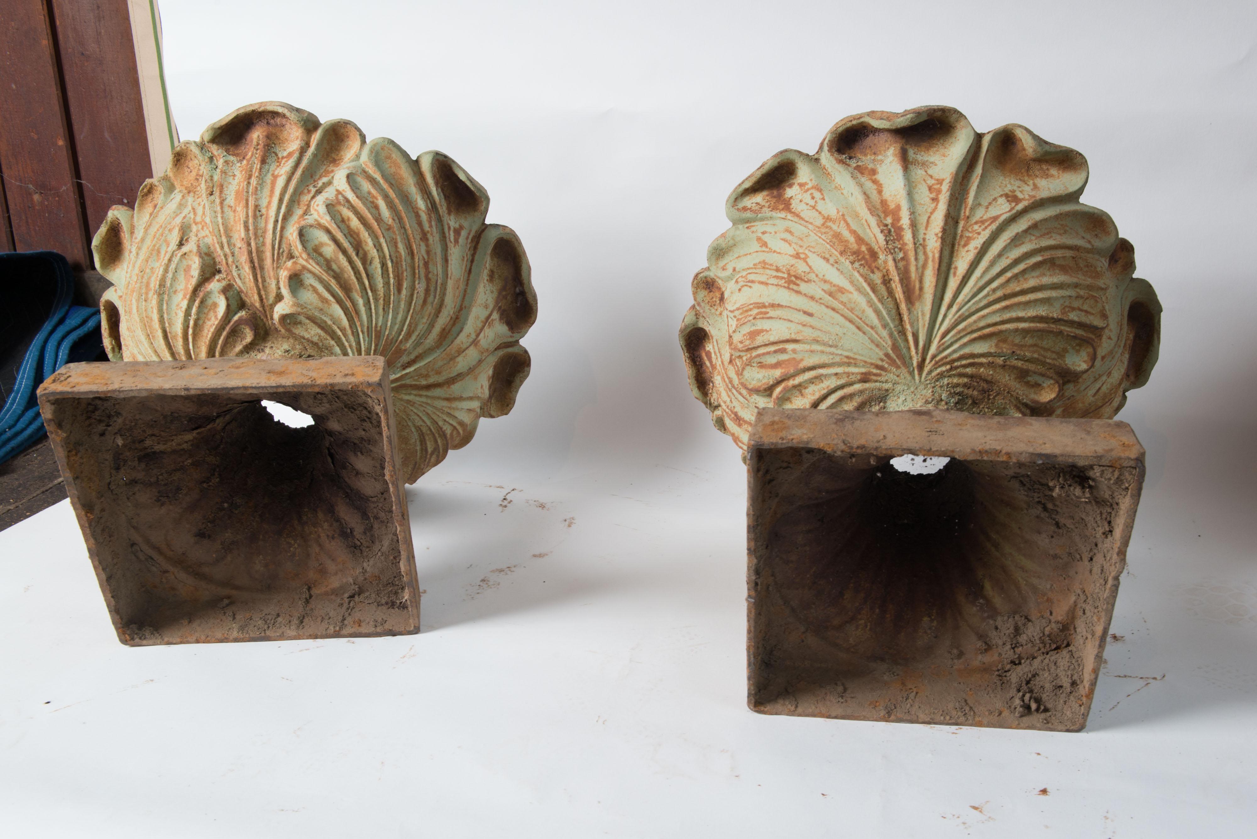 Pair Cast Iron Foliate Form Urns 10