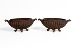 Pair Cast Iron Footed Oval Planters, France, circa 1920