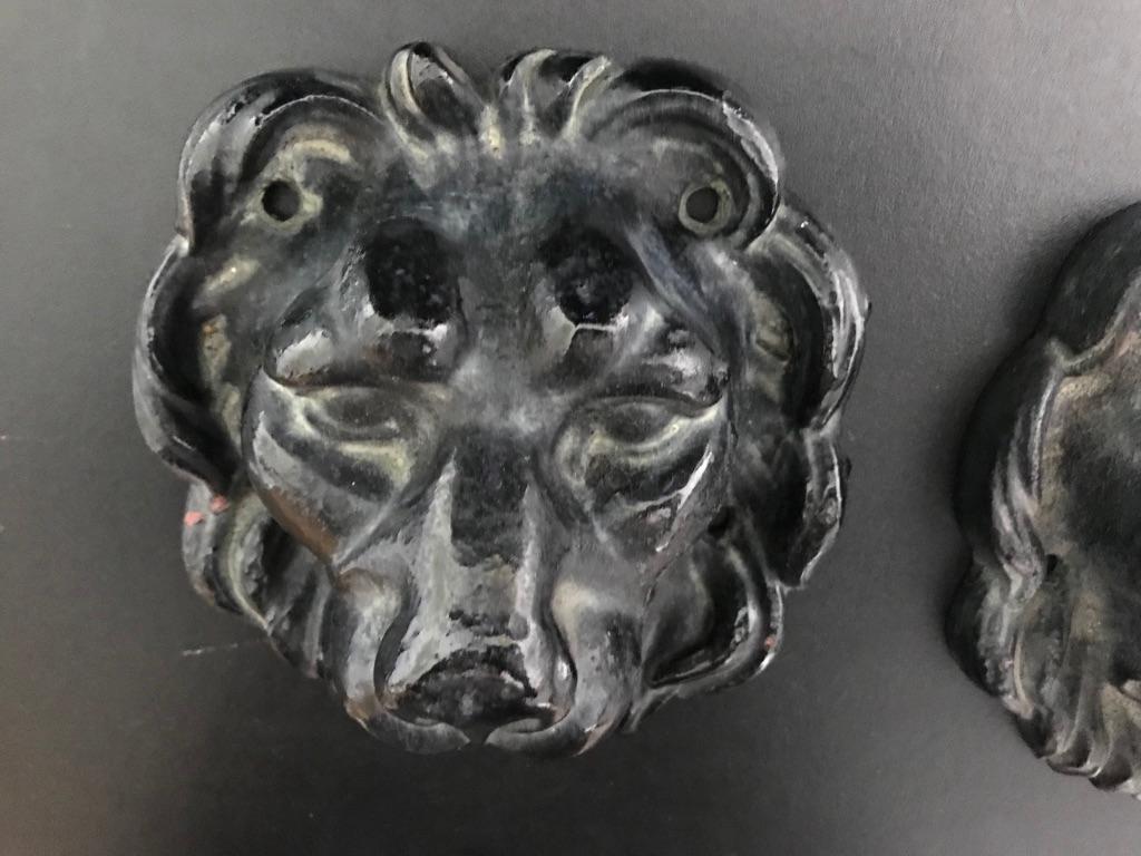 Pair of Cast Iron Lion Head Wall Ornament Fountains 1