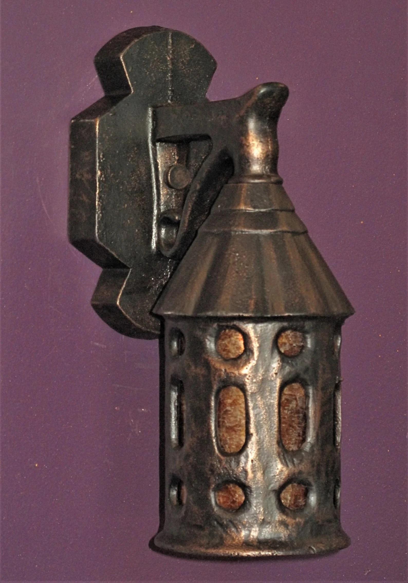 Early 20th Century Pair Cast Iron Revival / Bungalow Porch Lights c.1920s