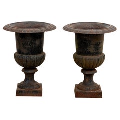 Pair Cast Iron Urns