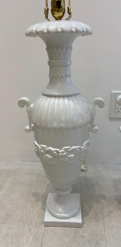 Pair of Cast Iron White Table Lamps, circa 1920s