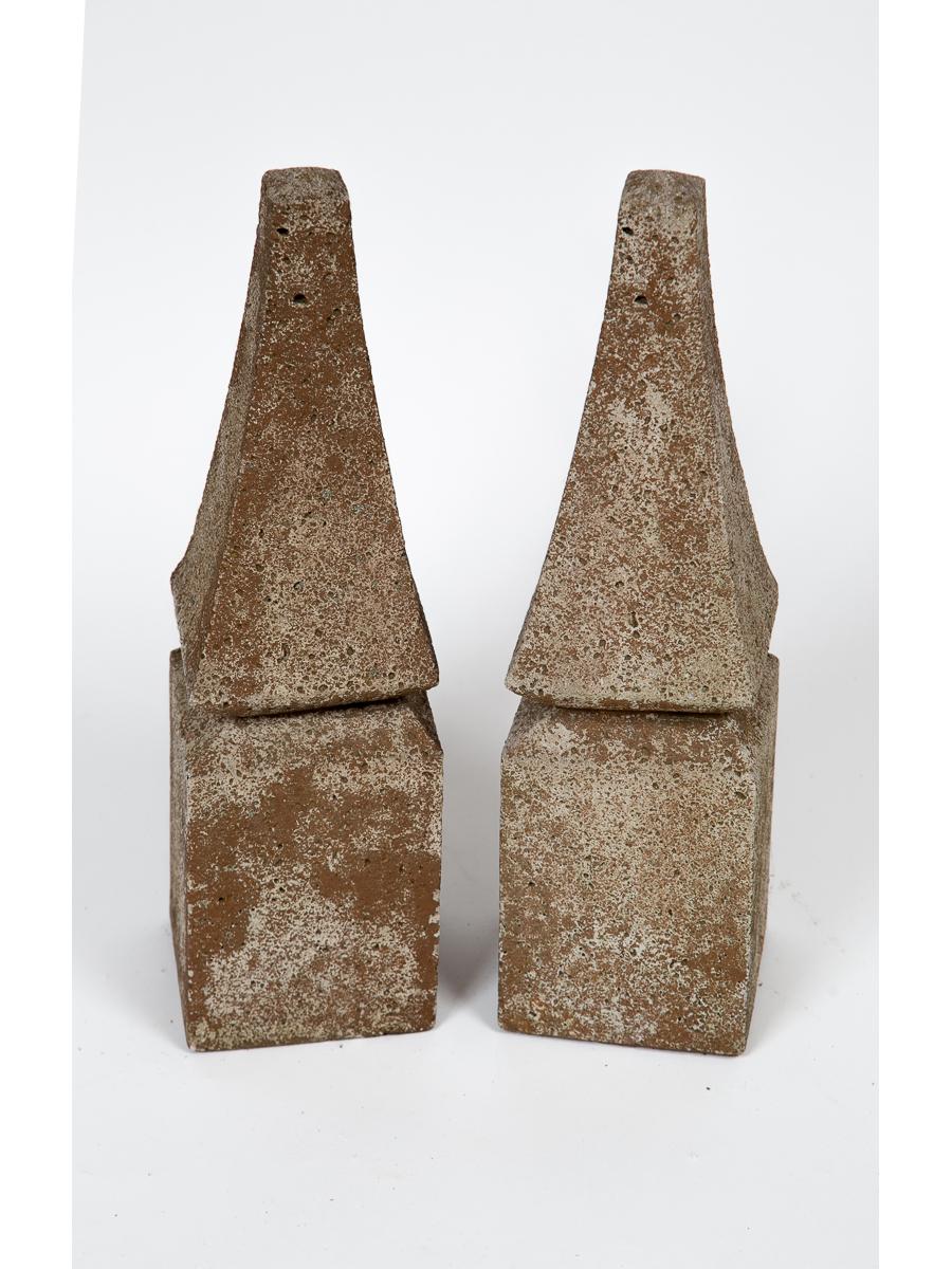 Art Deco Pair Cast Stone Garden Obelisks, 20th Century For Sale