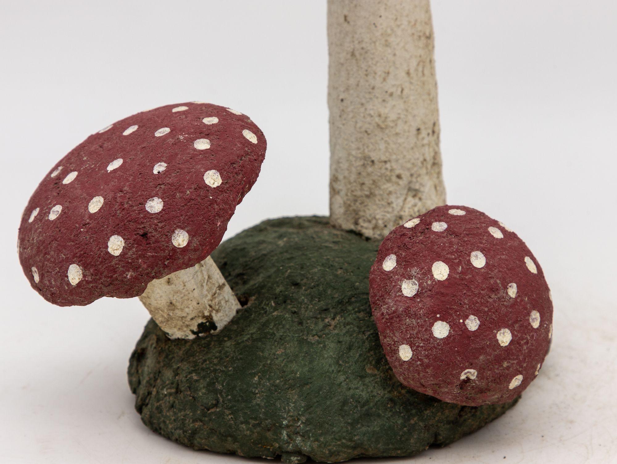 Pair Cast Stone Mushrooms with Red, Green, and White Paint, 20th Century In Good Condition In South Salem, NY