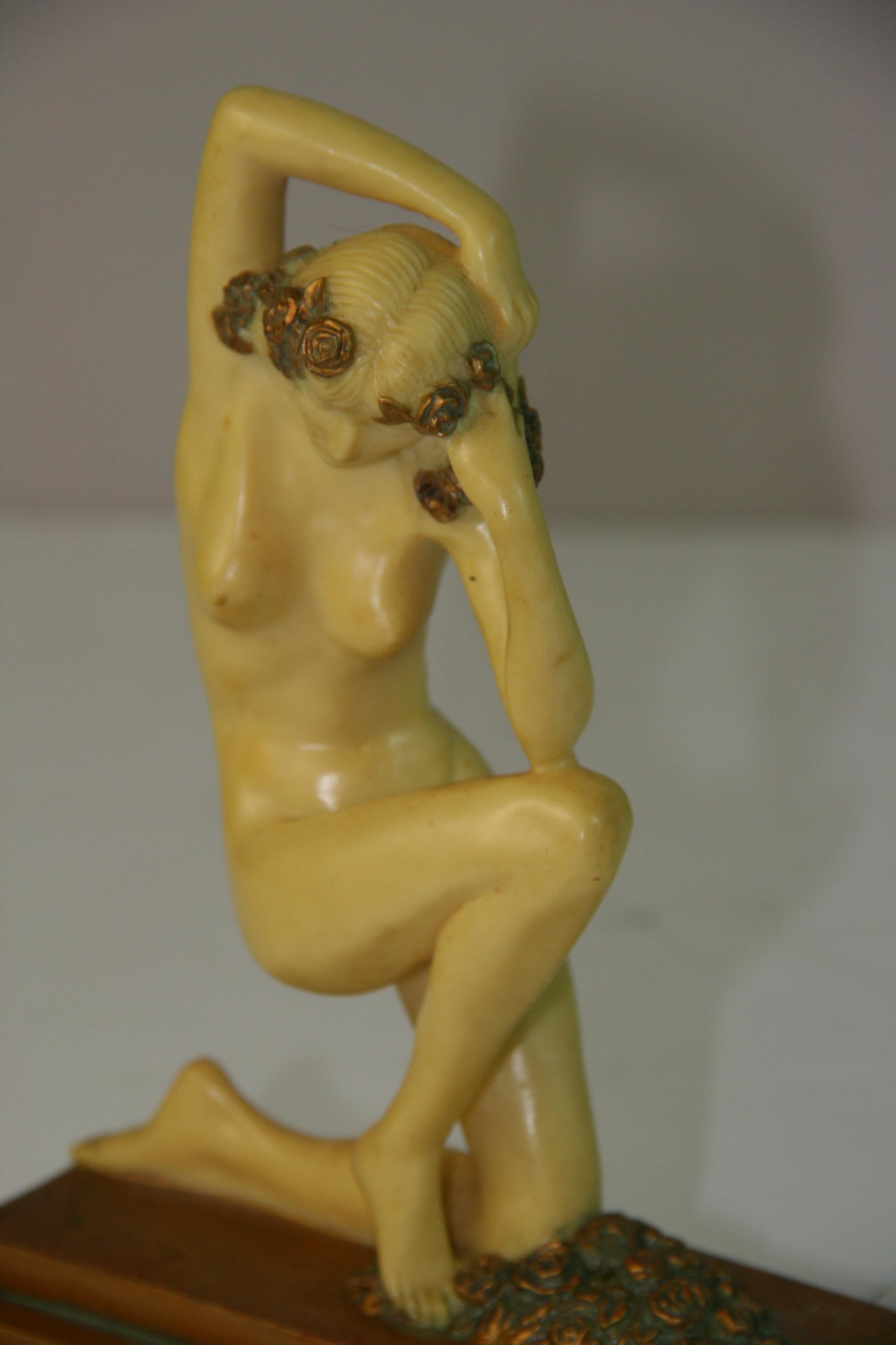 Pair Cast Stone Nude Deco Style Sculptures/Bookends For Sale 6