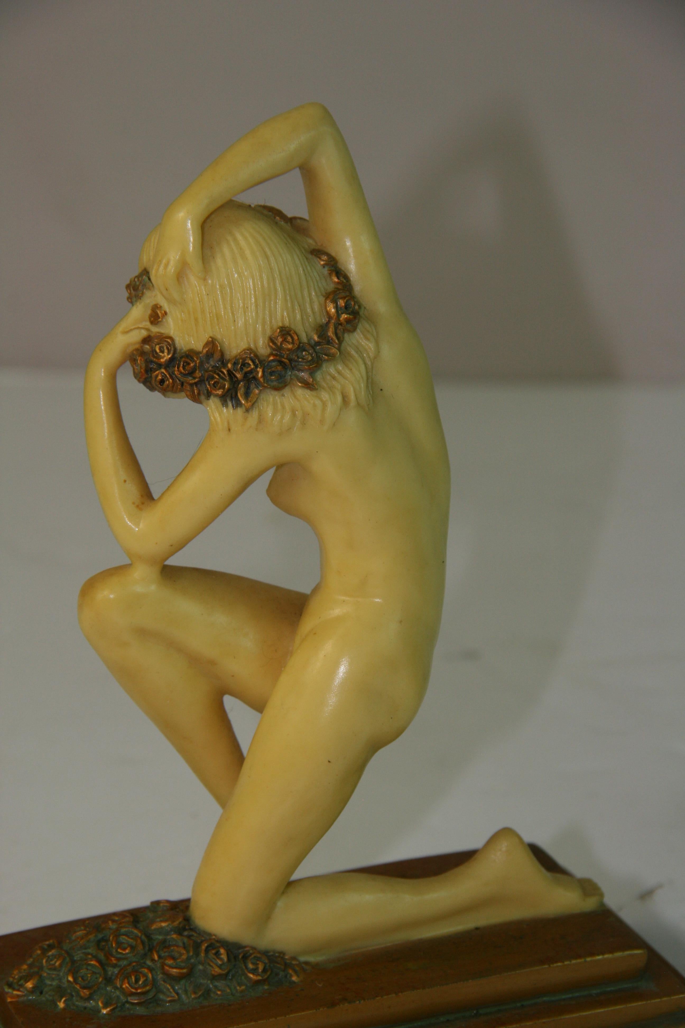 Pair Cast Stone Nude Deco Style Sculptures/Bookends For Sale 7