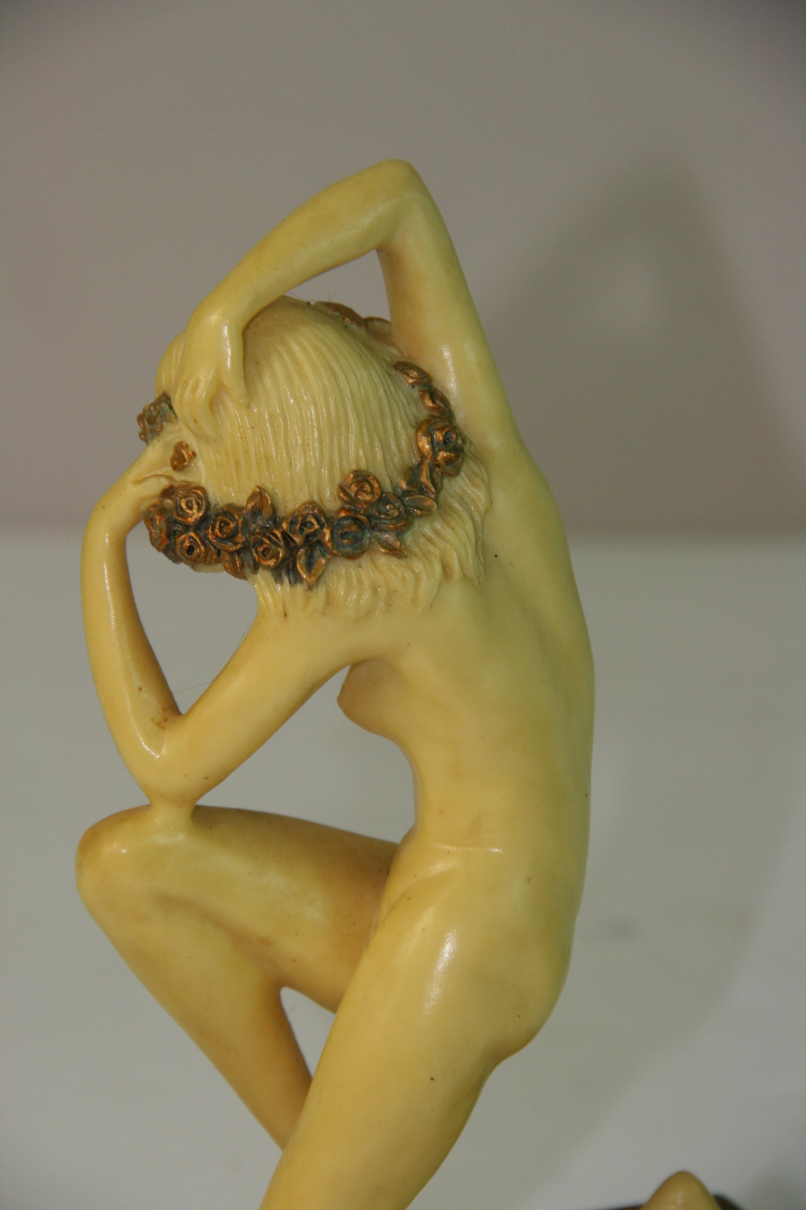 Pair Cast Stone Nude Deco Style Sculptures/Bookends For Sale 8