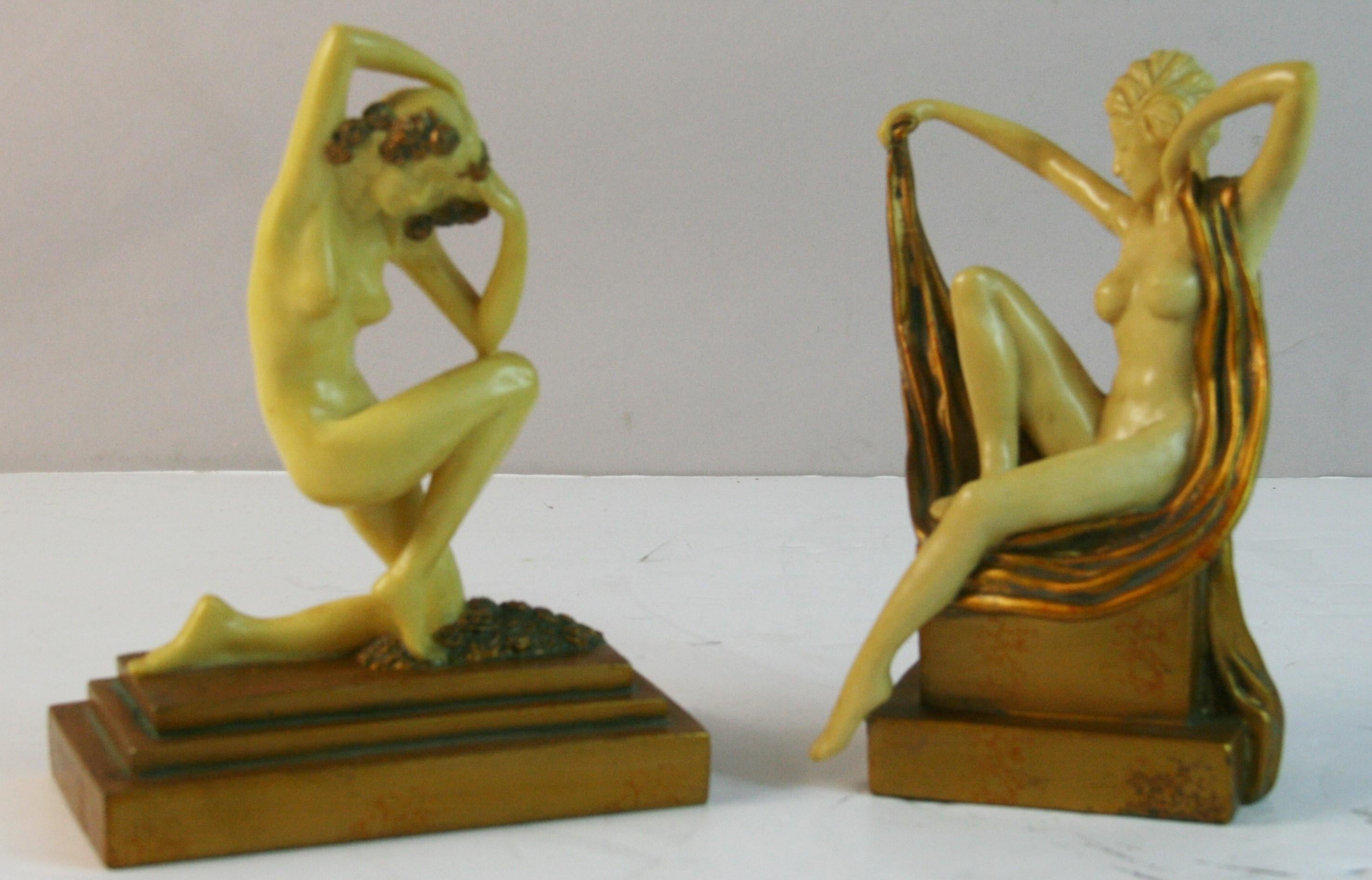 5224 Pair of nude deco style sculptures/bookends