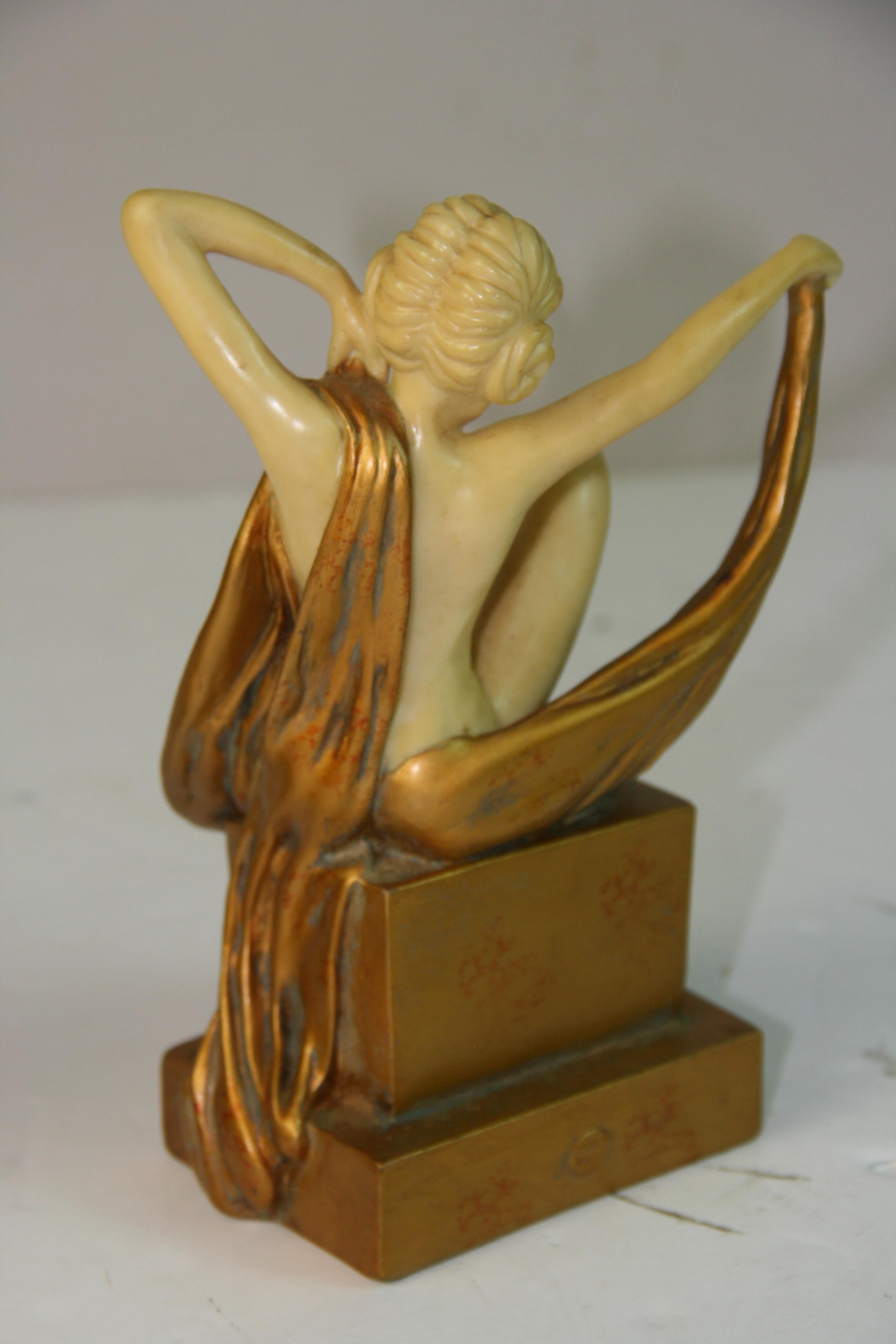 Pair Cast Stone Nude Deco Style Sculptures/Bookends For Sale 4