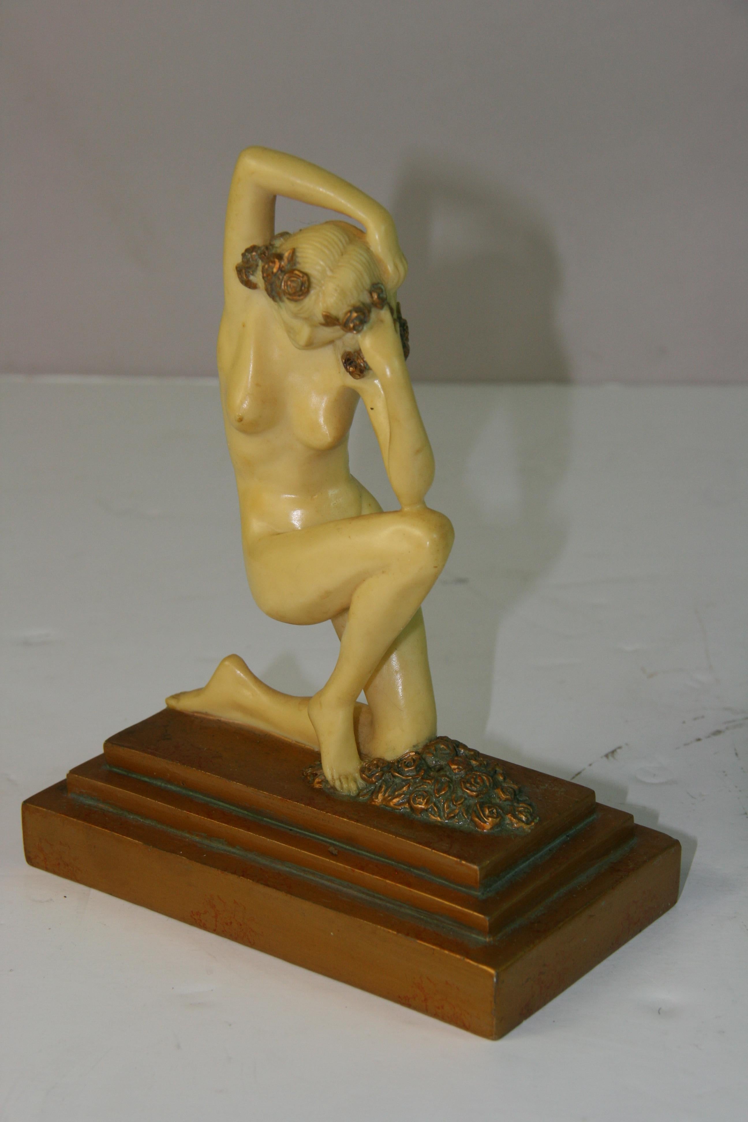 Pair Cast Stone Nude Deco Style Sculptures/Bookends For Sale 5