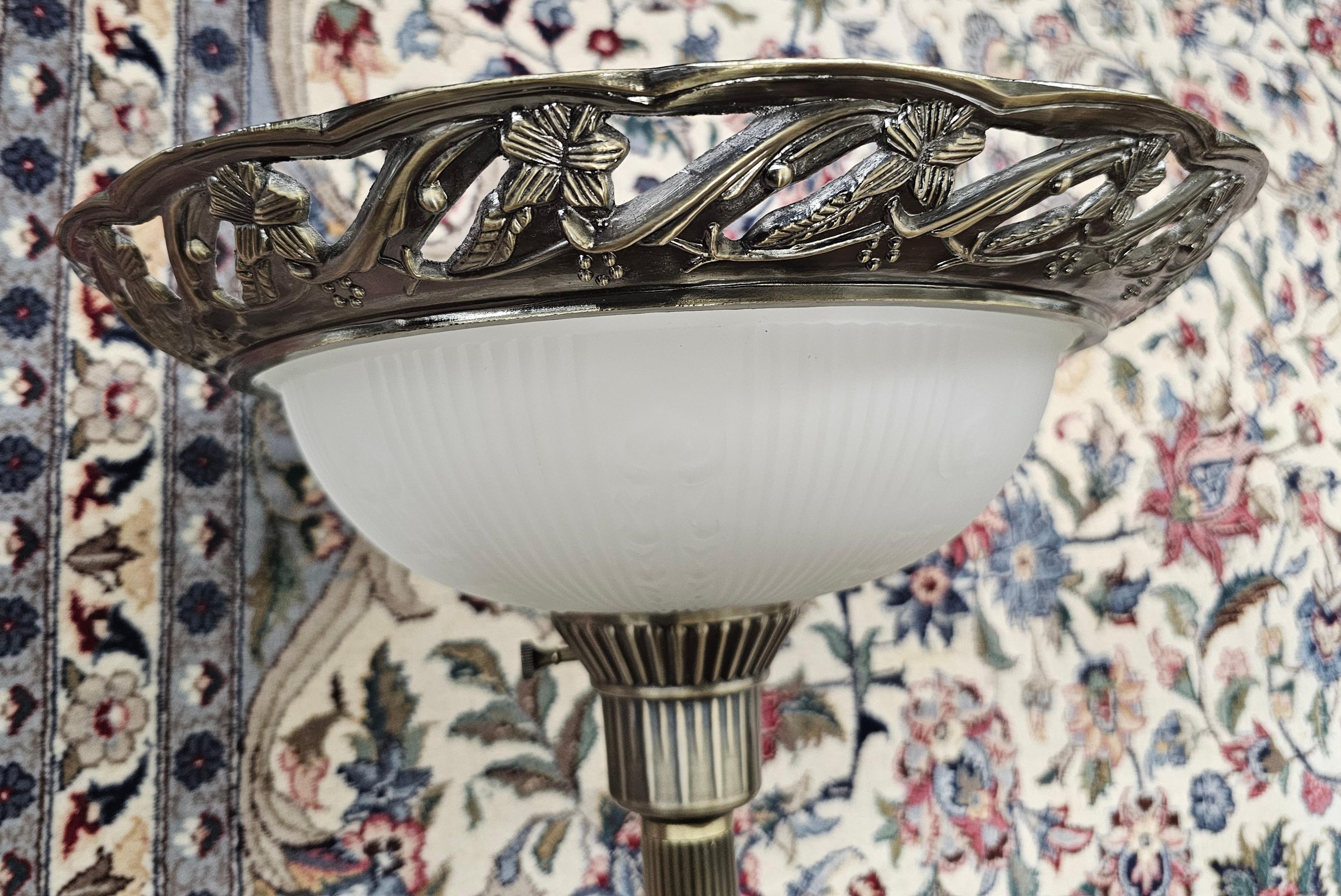 Pair Celina Regency Style Brass Torchiere Floor Lamps For Sale 4