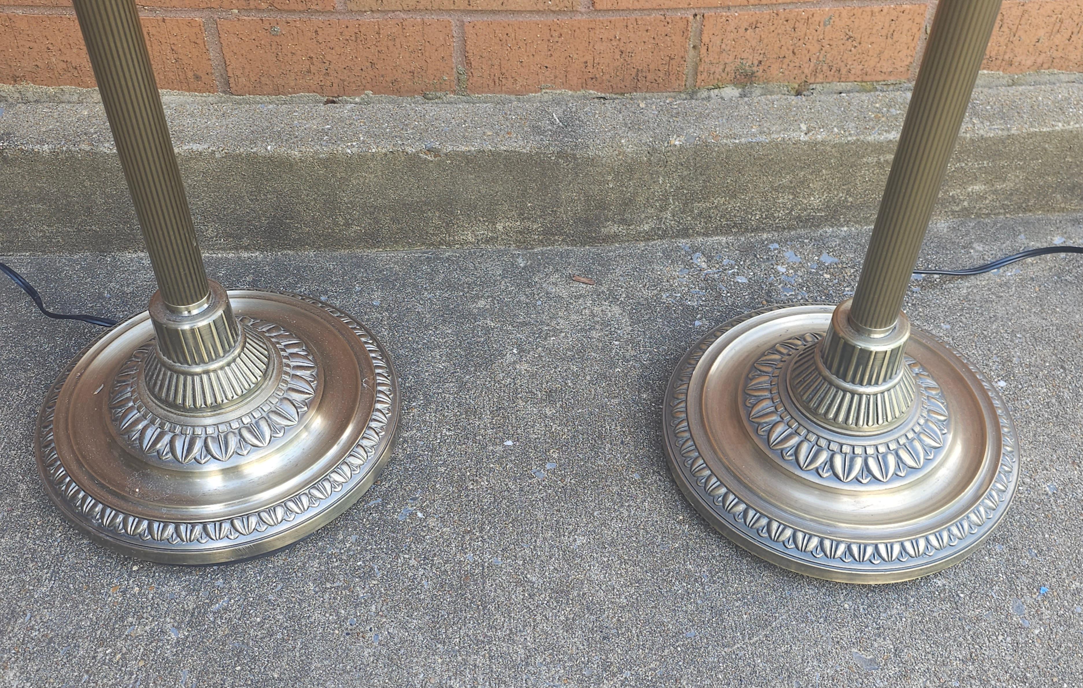 Pair Celina Regency Style Brass Torchiere Floor Lamps For Sale 1