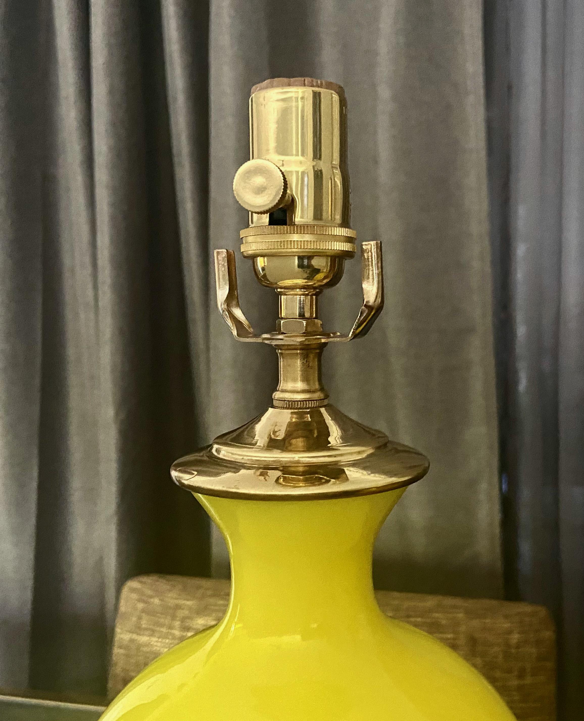 Pair Cenedese Murano Bright Yellow Table Lamps For Sale 7