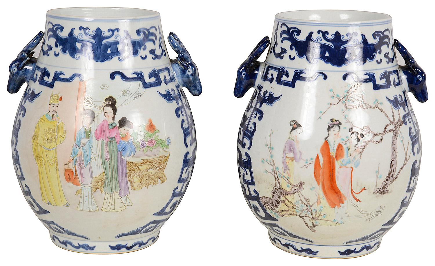 20th Century Pair Century Chinese Vases / Lamps For Sale