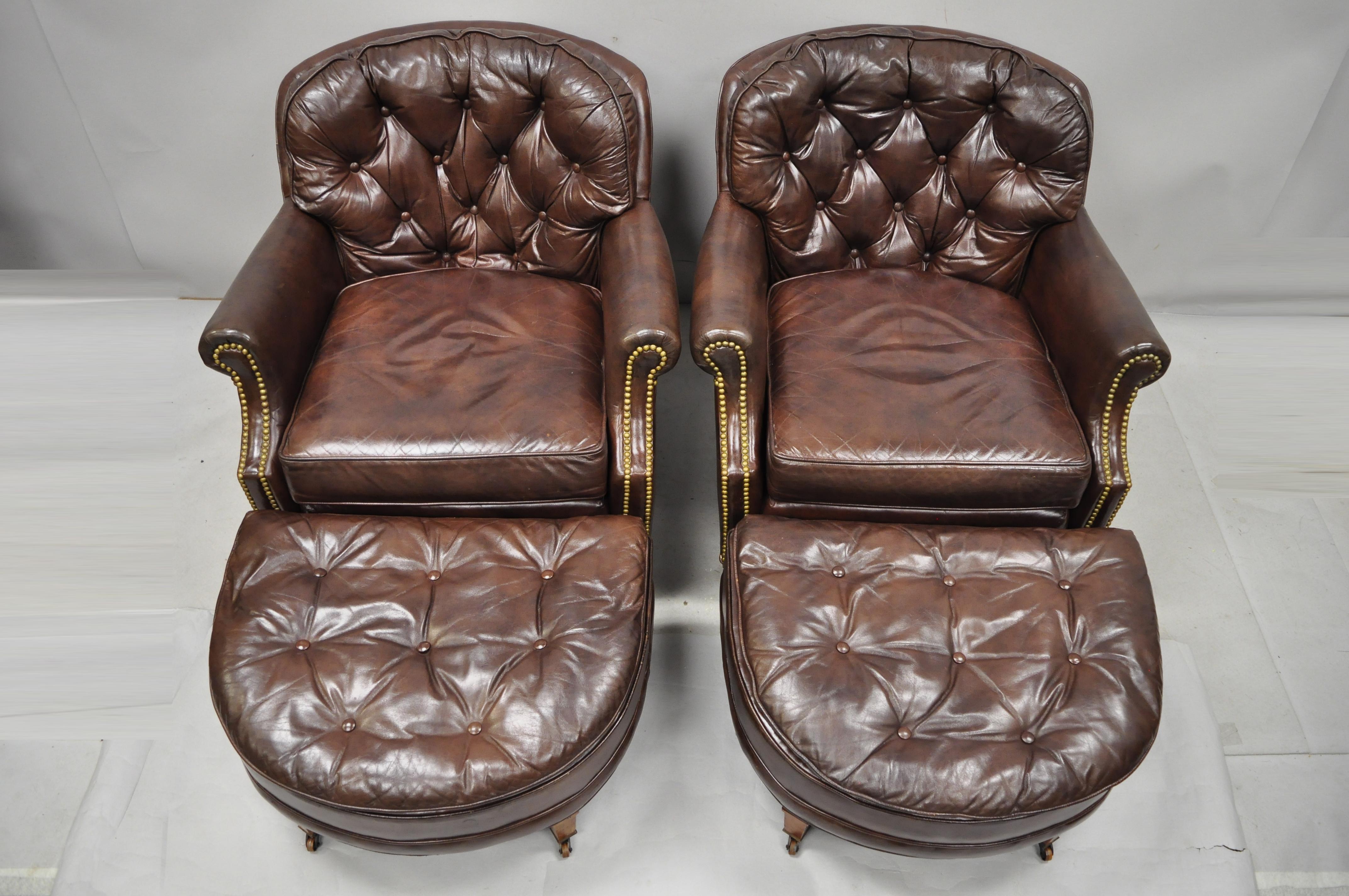 leather chesterfield chair and ottoman
