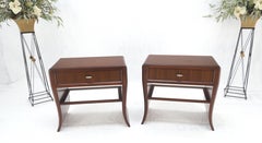 Pair Century Walnut Waterfall Brand New Old Stock Two Tier End Side Tables Stand