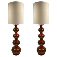 Pair ceramic bubbly wavy floor or table lamp by Kaiser Leuchten, 1960s
