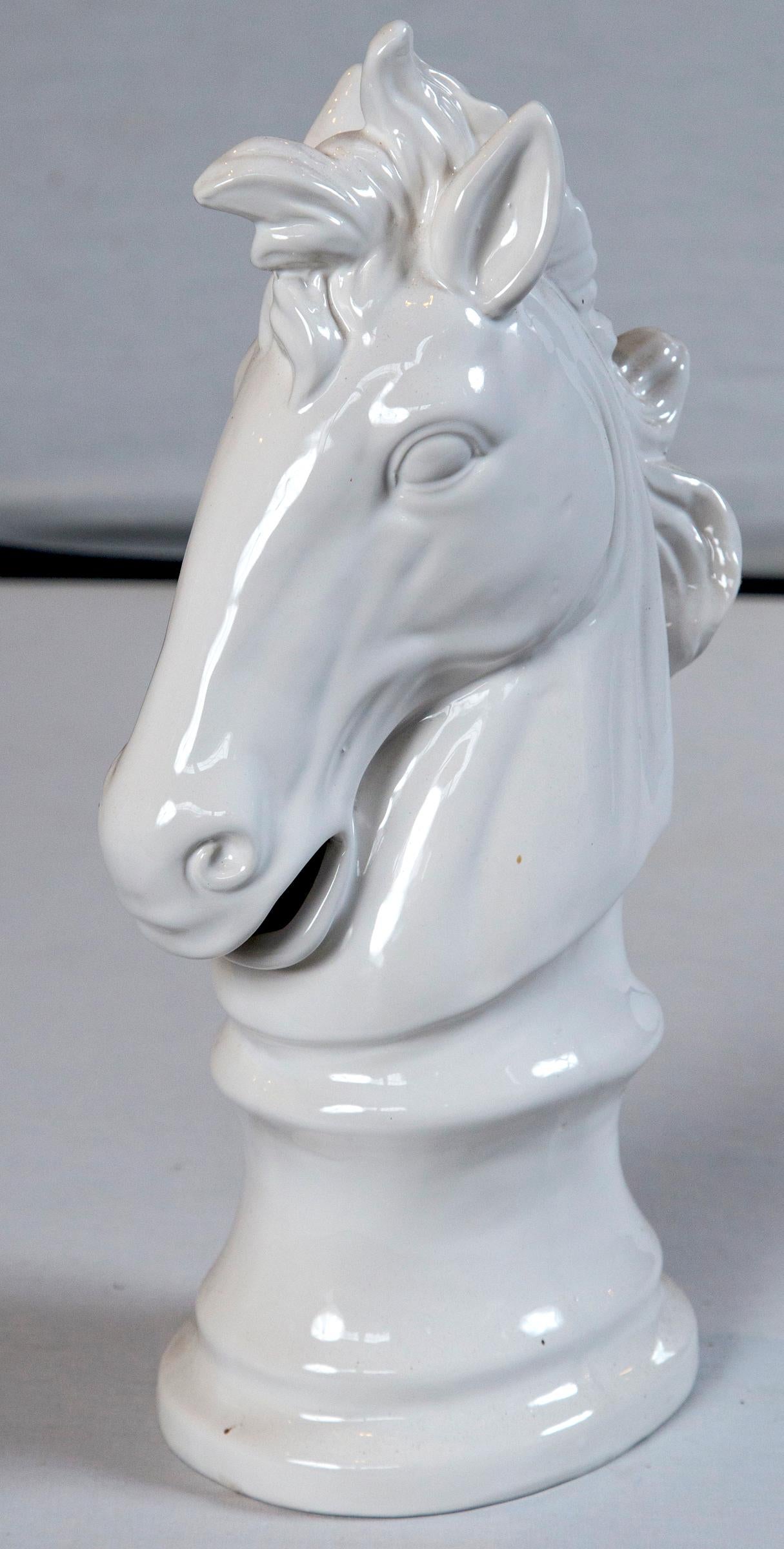 Pair of Ceramic Horse Heads In Excellent Condition In Stamford, CT