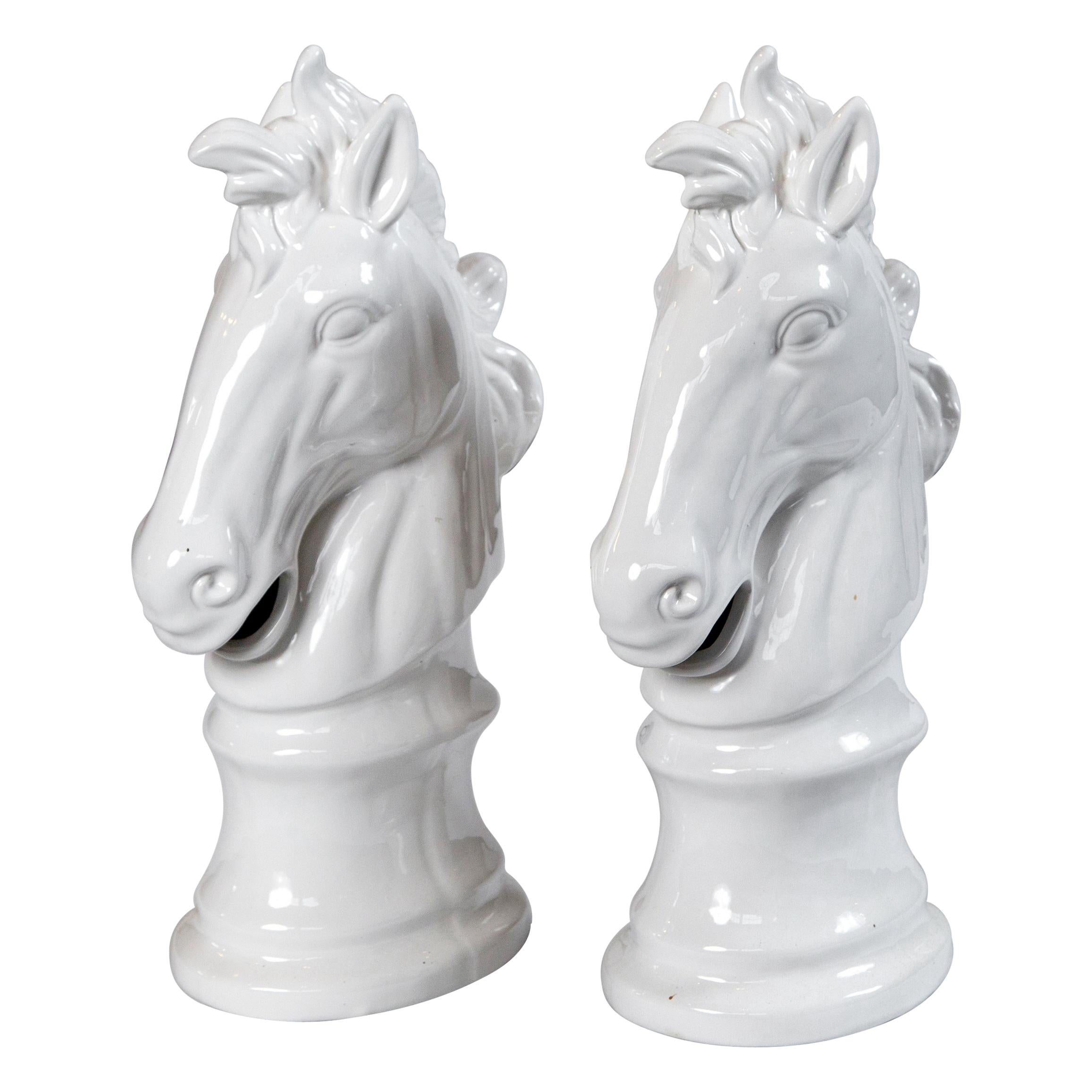 Pair of Ceramic Horse Heads