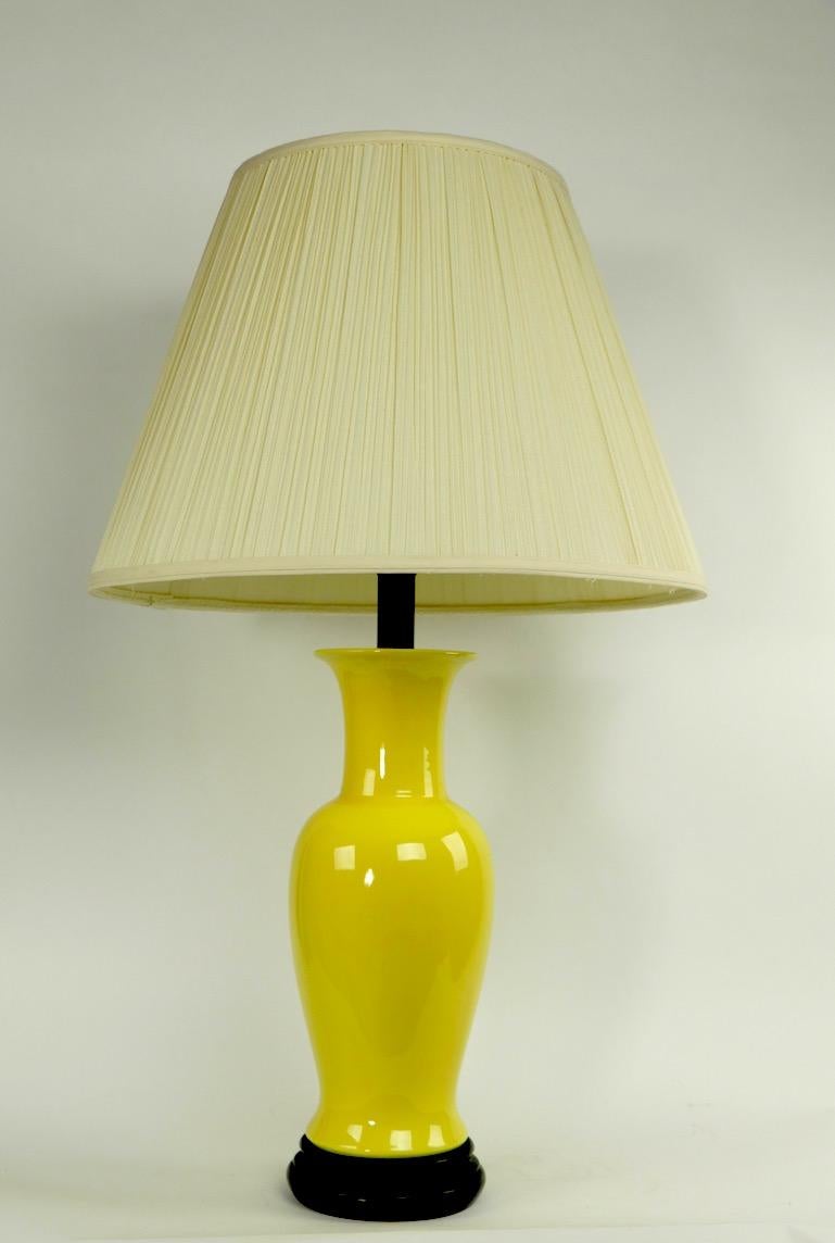 Pair of Ceramic Table Lamps in Bright Yellow Glaze Attributed to Warren Kessler For Sale 3