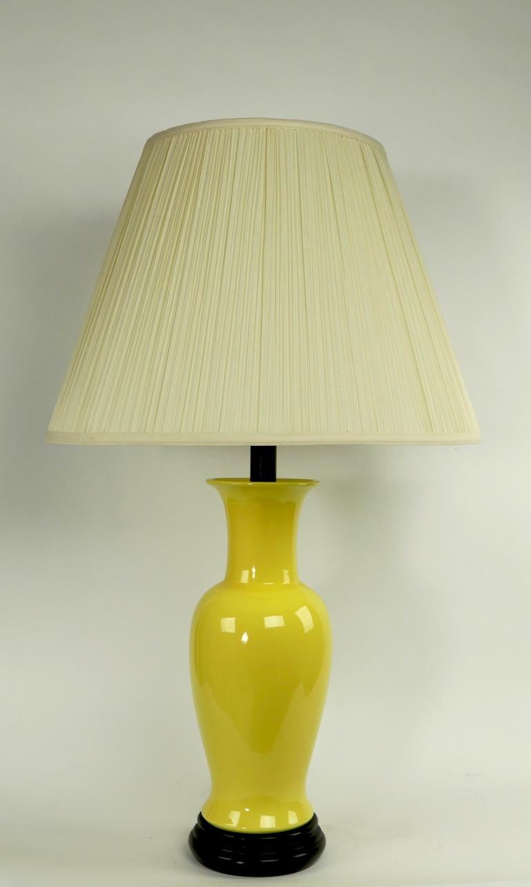 Pair of Ceramic Table Lamps in Bright Yellow Glaze Attributed to Warren Kessler For Sale 2