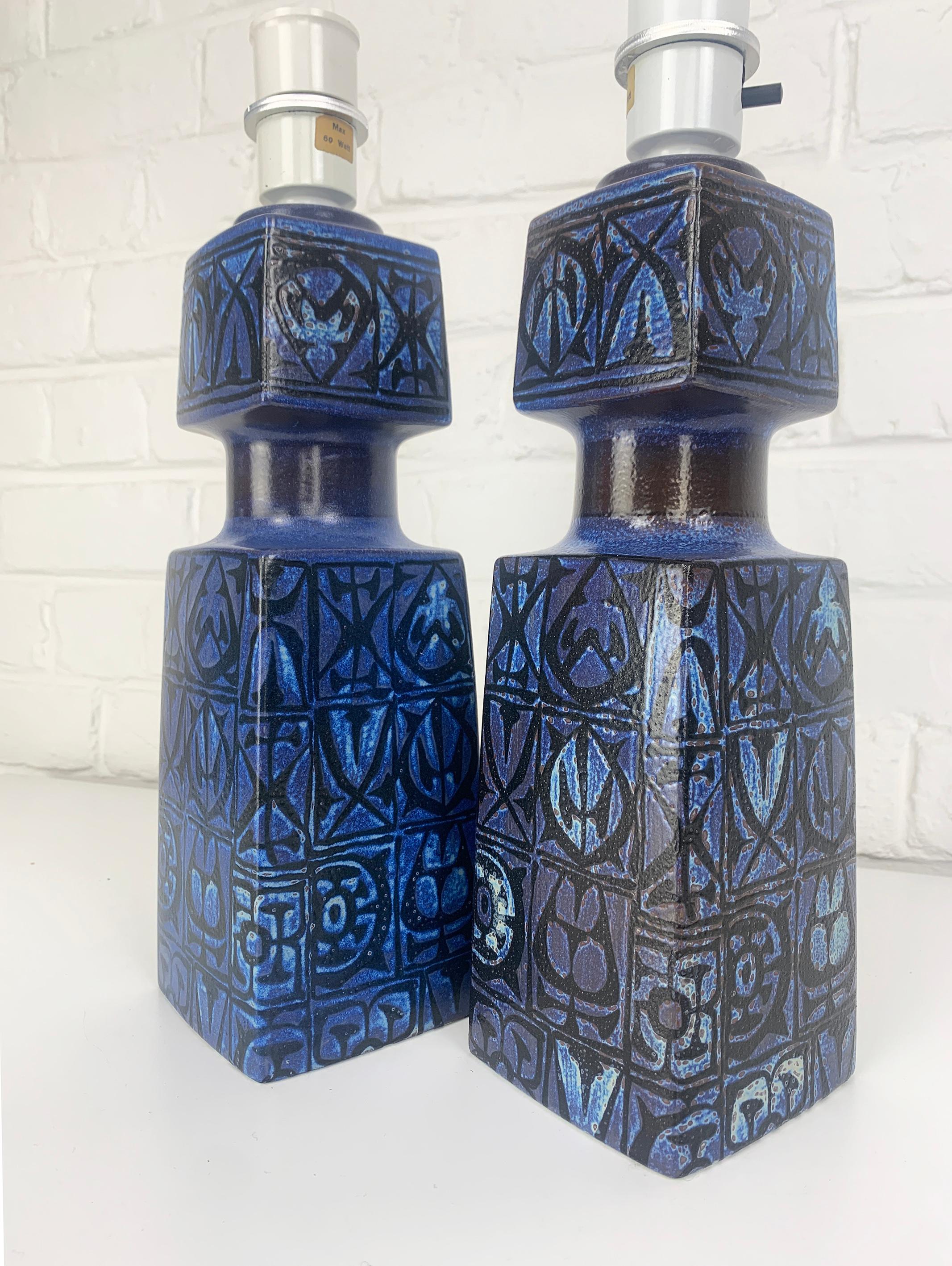 Pair ceramic table lamps Nils Thorsson for Fog & Morup / Royal Copenhagen 1960s For Sale 2