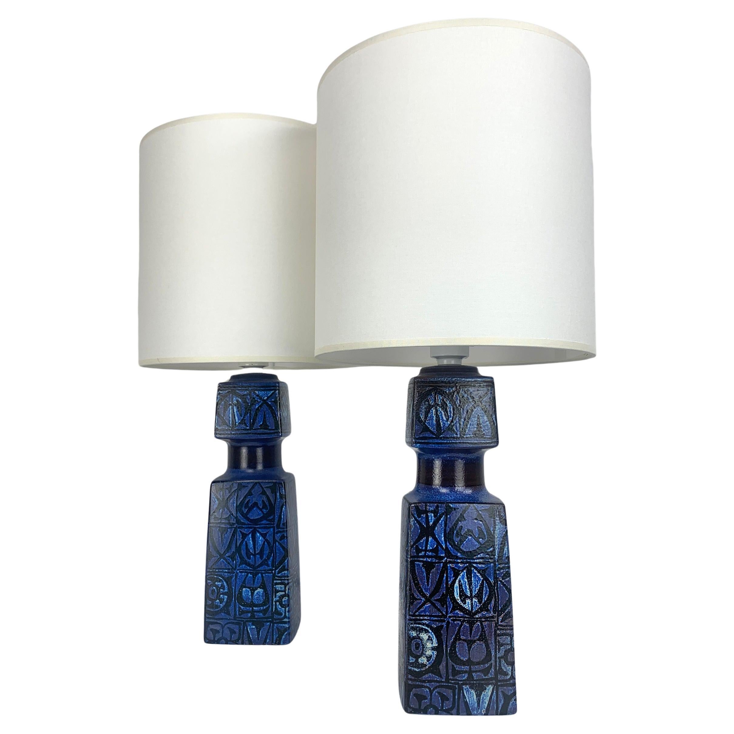 Pair ceramic table lamps Nils Thorsson for Fog & Morup / Royal Copenhagen 1960s For Sale