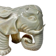 Pair Ceremonial Chinese white ceramic Elephants