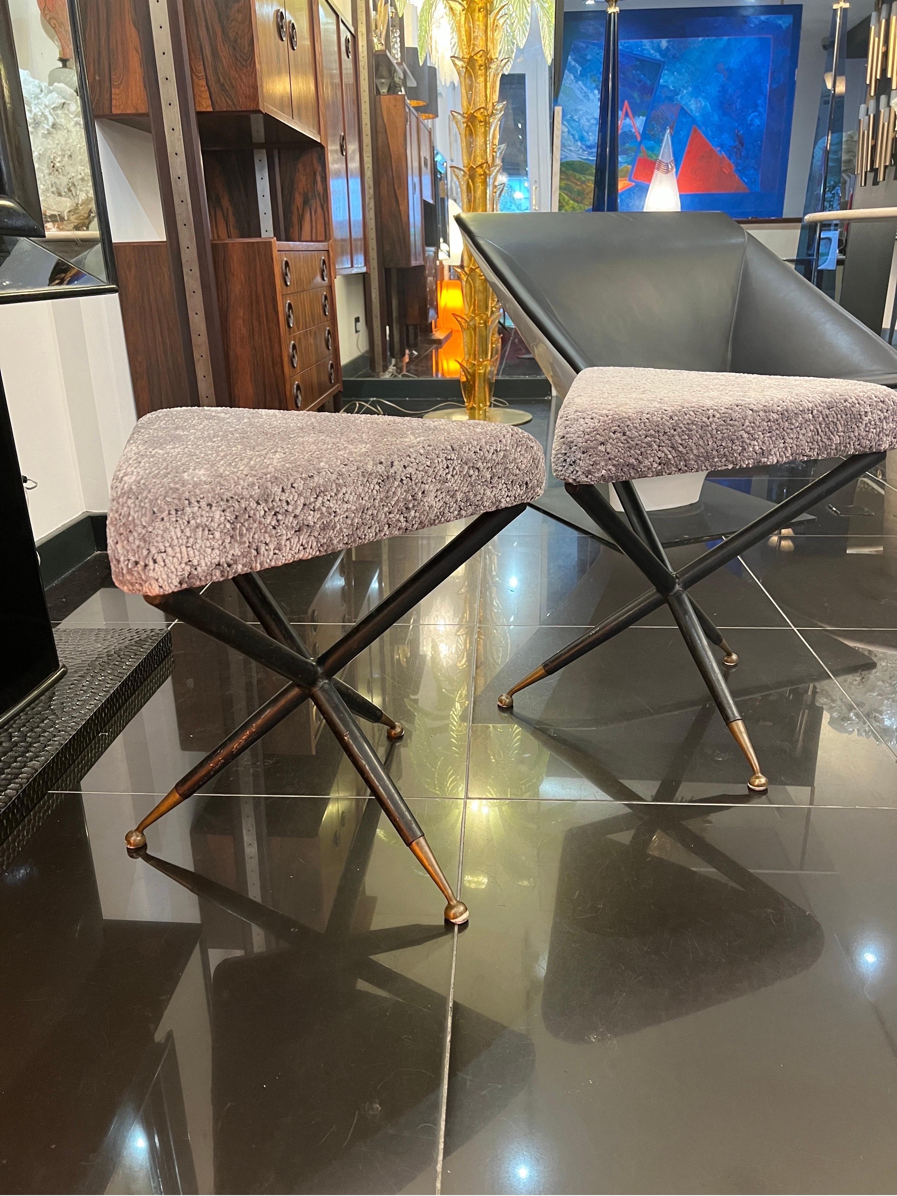 Pair Cesare Lacca triangular stools or ottomans  In Good Condition In London, GB