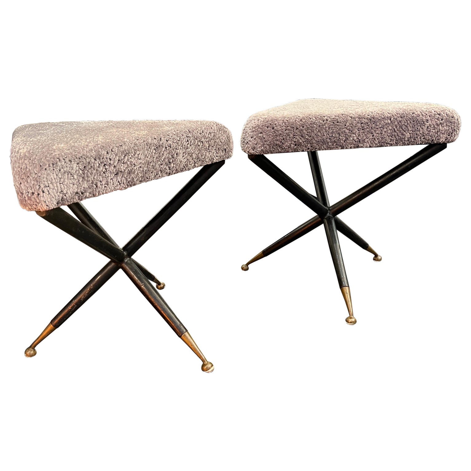 Pair Cesare Lacca triangular stools or ottomans