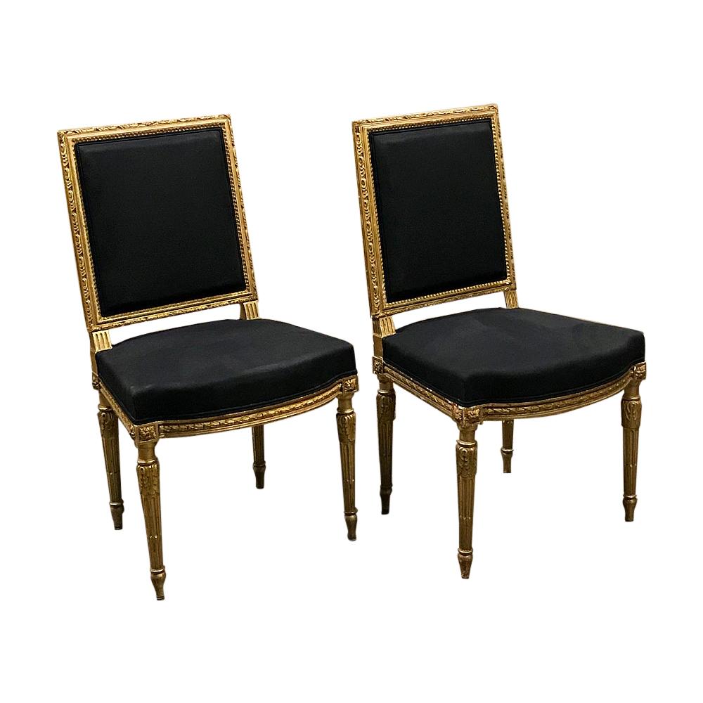 19th Century Aubusson Tapestry French Chairs with Giltwood, Pair For