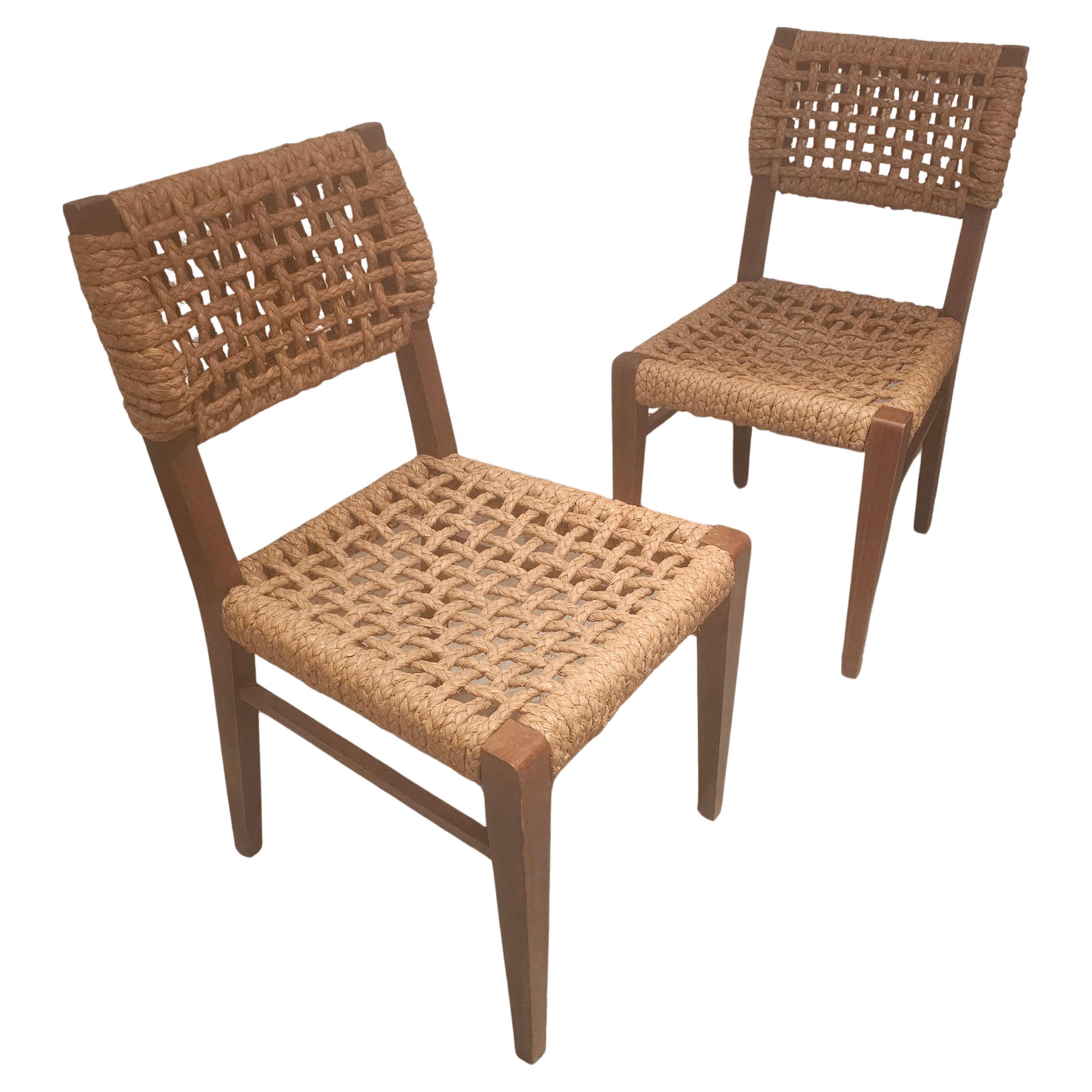 Pair Chairs of Adrien Audoux & Frida Minet, France 1970's