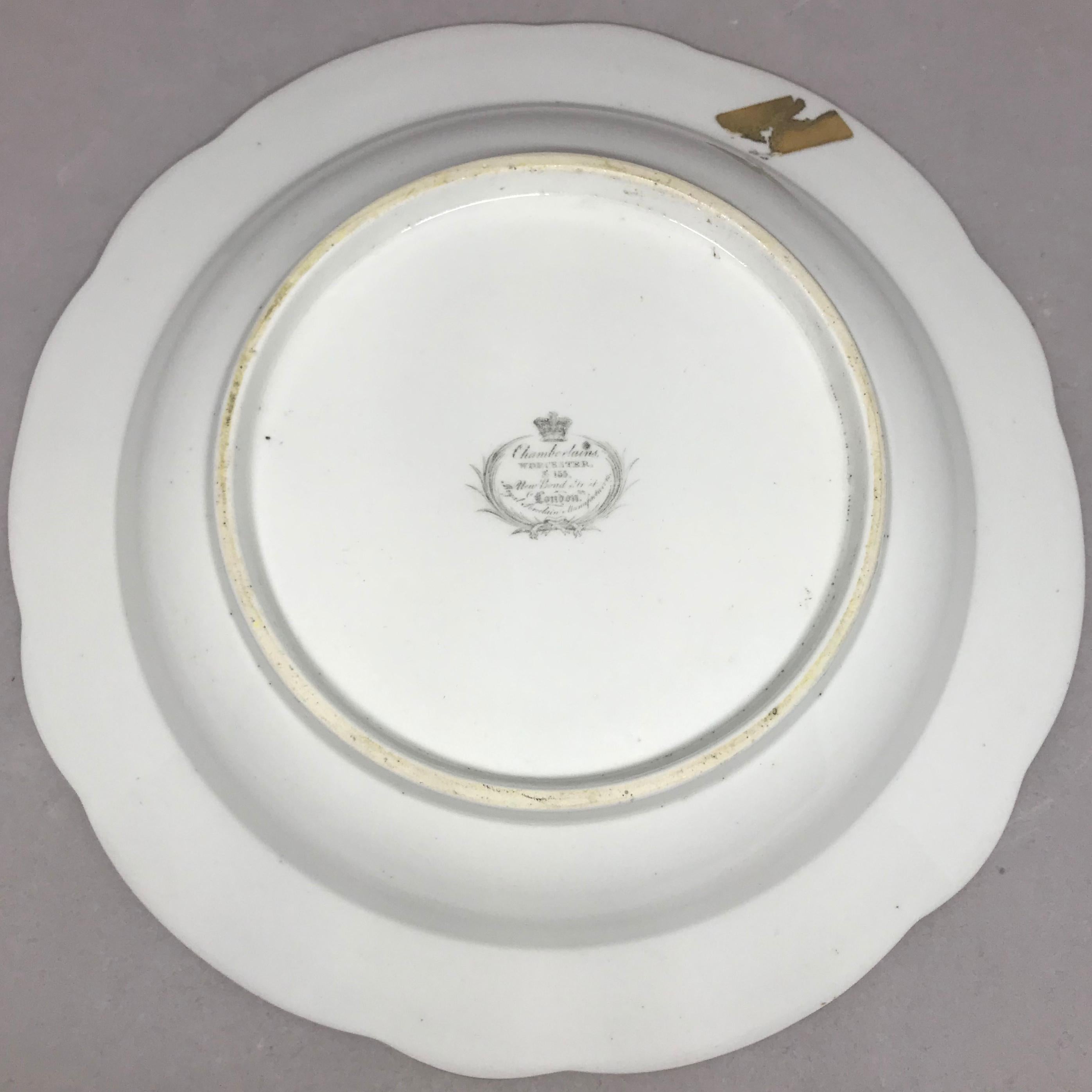 Pair of Chamberlain Worcester Soup Plates For Sale 2